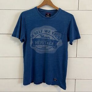 Bare Denim Heather Blue Graphic Tee Shirt. Size Small.